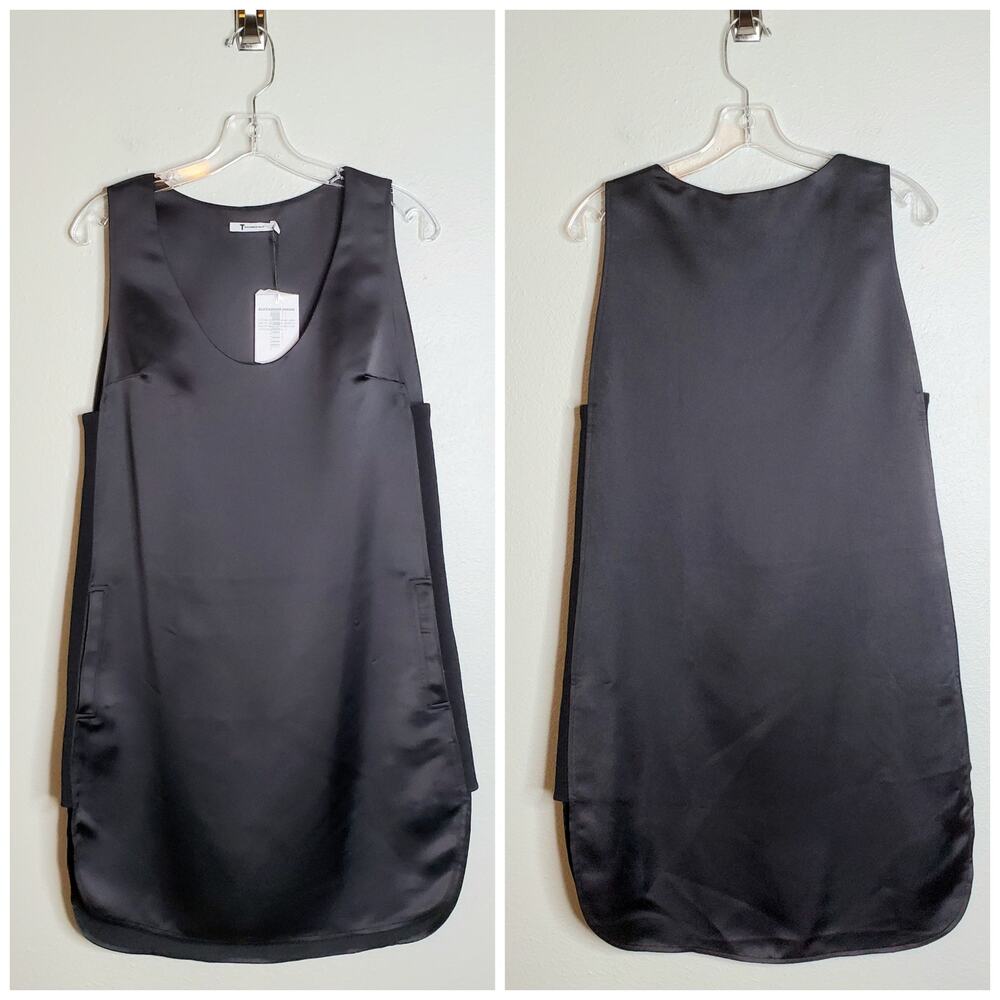 Minimalist Modern Chic Black Satin Mini Dress 2 Party Event T Alexander Wang
